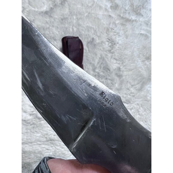 US Rigid limited Shaw Leibovitz engraved knife with leather holder hunting fight - Picture 3 of 5